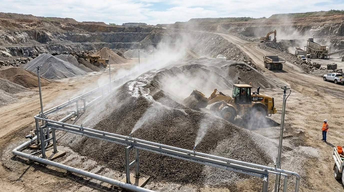 Stockpile yard dust suppression